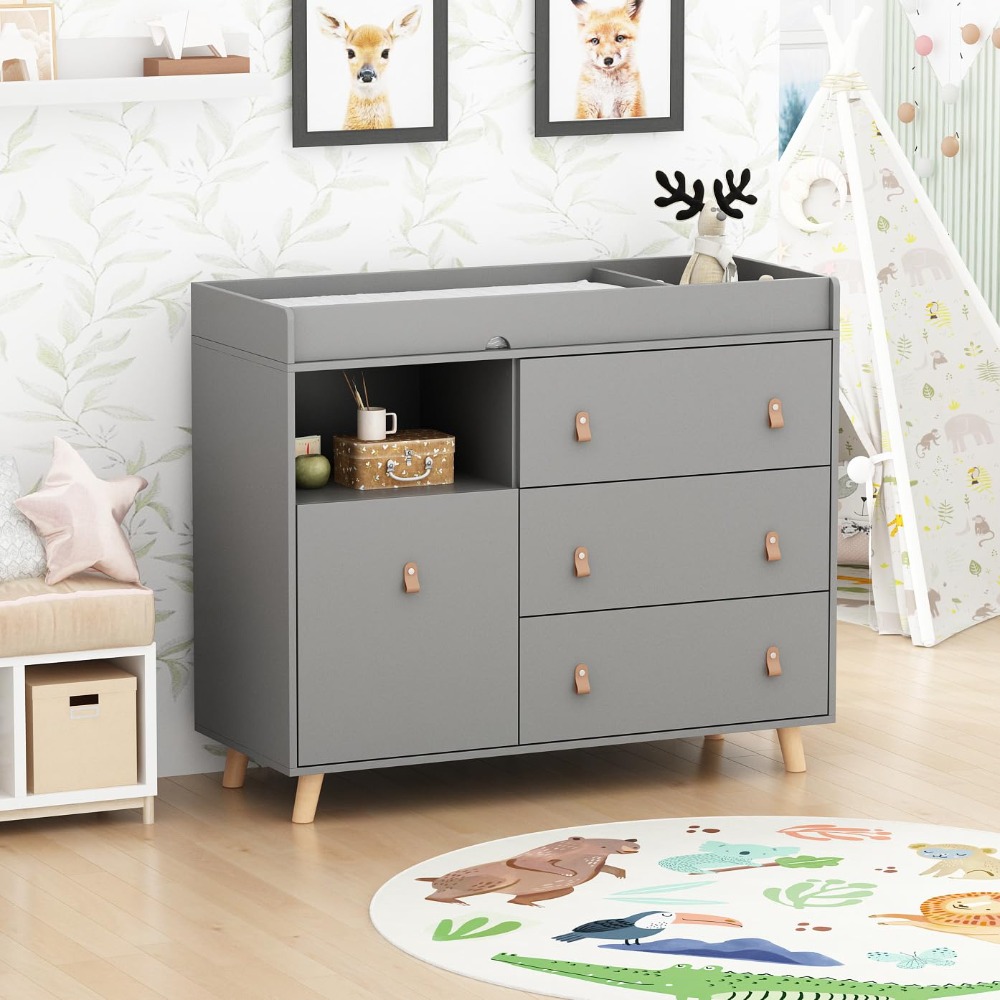 Baby Dresser Changing Table, T - Baby Nursery Shelves ulasan dan harga