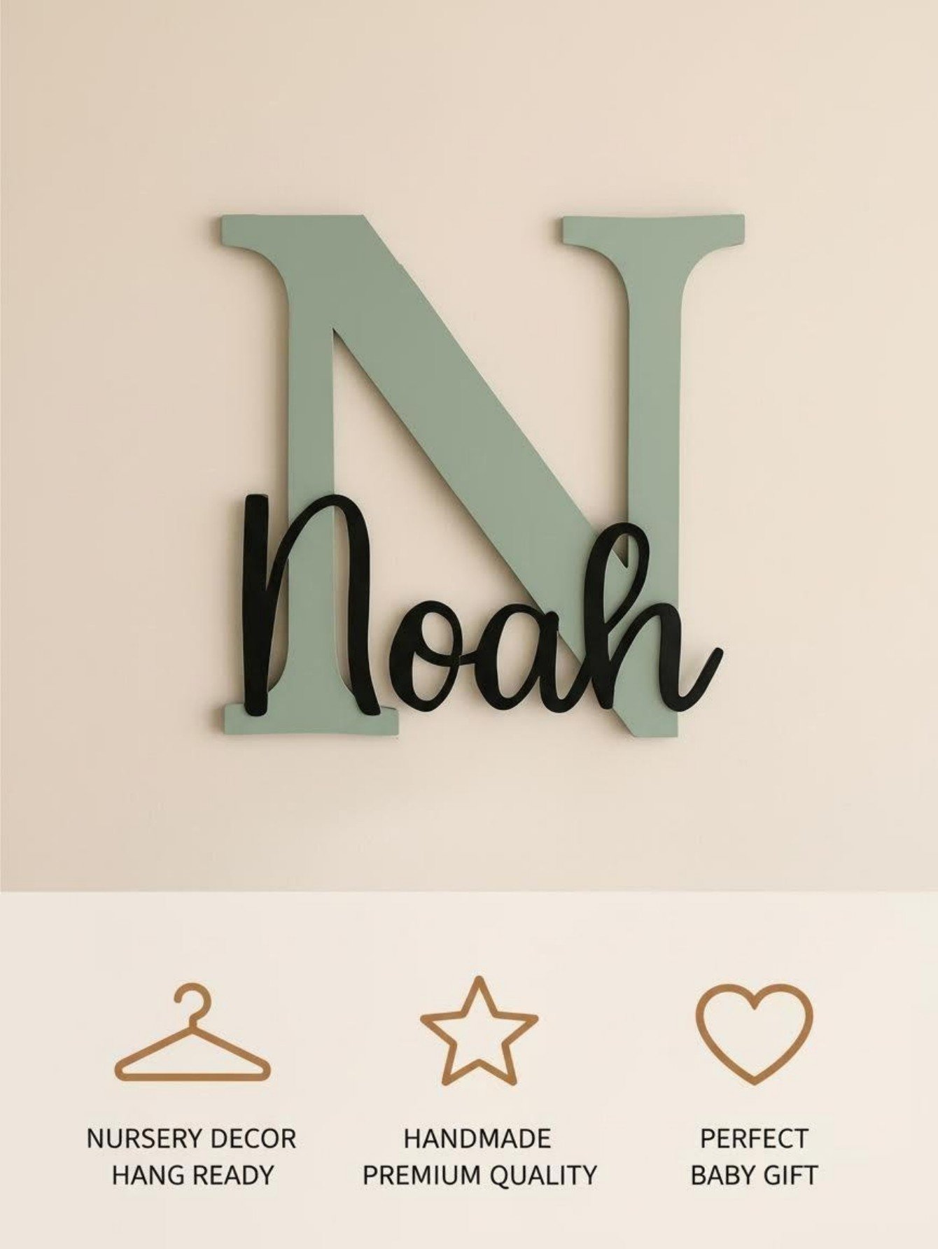 Custom Name Cloud Shaped Woode - Baby Nursery Wall Decor ulasan dan harga