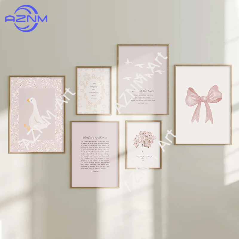Pink Boho Bow Field Garden Can - Baby Nursery Wall Art ulasan dan harga