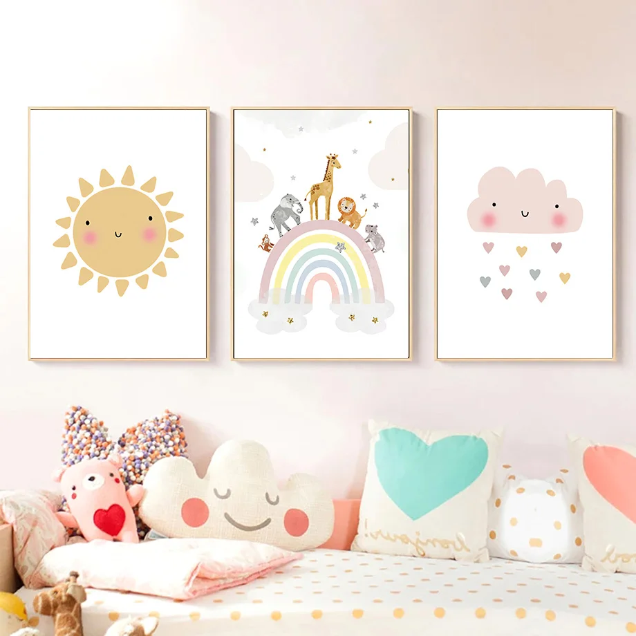 Giraffe Elephant Hot Balloon S - Baby Nursery Wall Art ulasan dan harga
