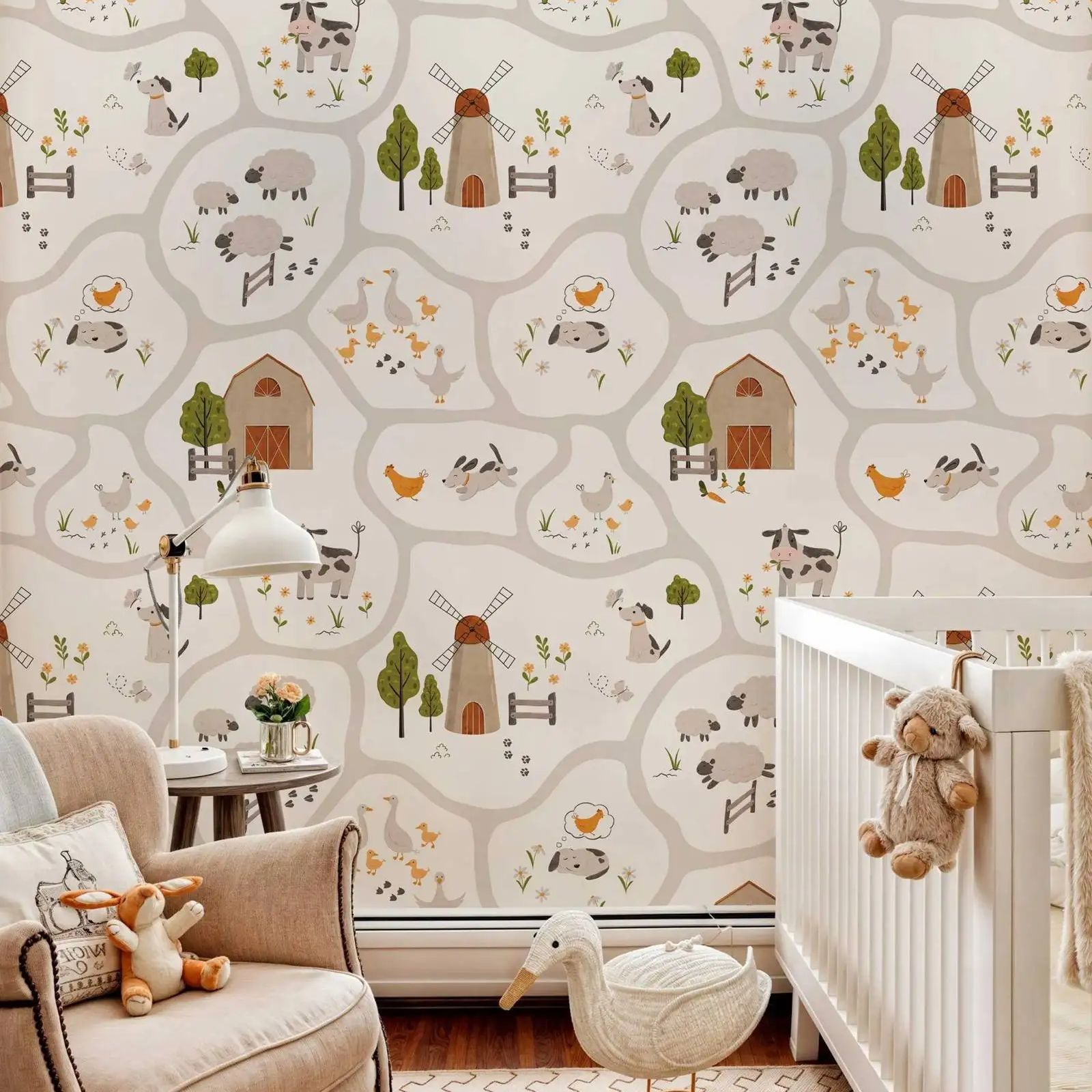 Cute Farm Animals Kids Wallpap - Baby Nursery Water ulasan dan harga