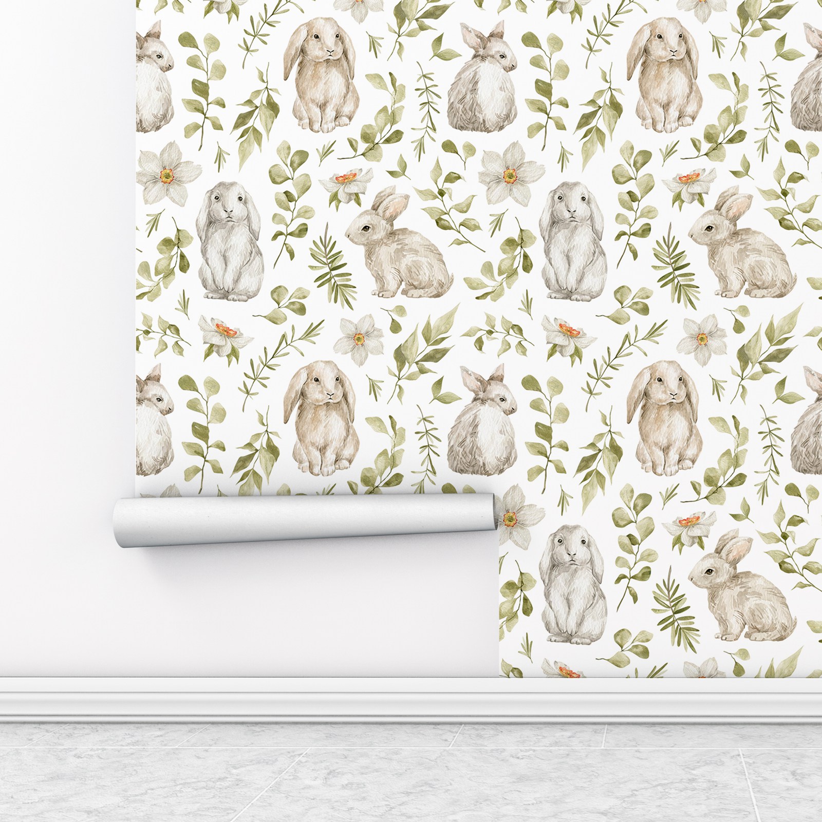 Bunny Wallpaper Kids Room Wall - Baby Nursery Water ulasan dan harga