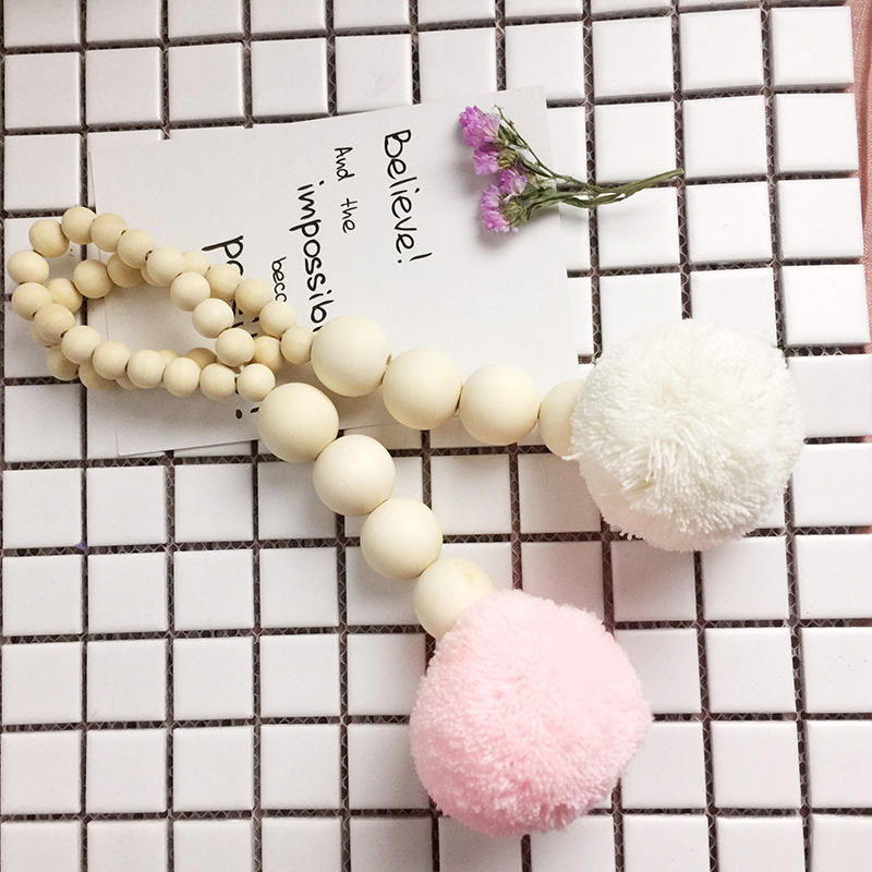 Wooden Beads Tassel Ball Garla - Baby Nursery Garland ulasan dan harga