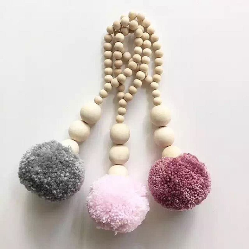 Wooden Beads Tassel Ball Garla - Baby Nursery Garland ulasan dan harga