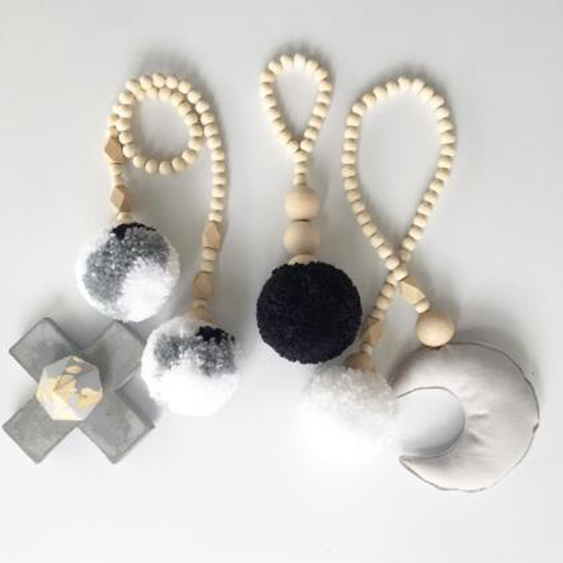 Wooden Beads Tassel Ball Garla - Baby Nursery Garland ulasan dan harga