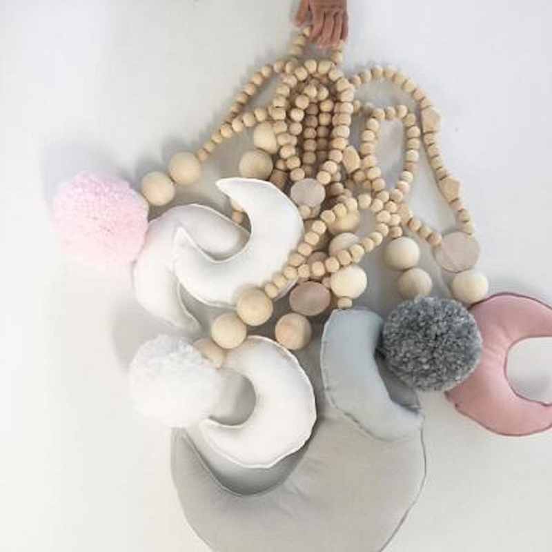 Wooden Beads Tassel Ball Garla - Baby Nursery Garland ulasan dan harga