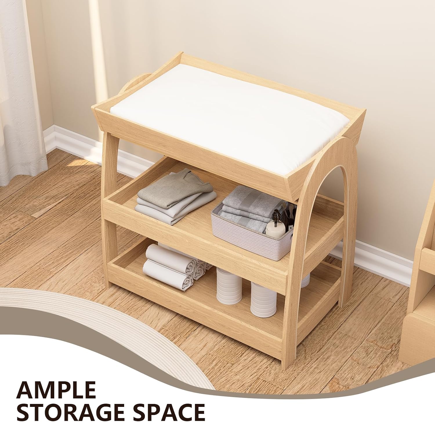 Baby Changing Table, Wood Diap - Baby Nursery Shelves ulasan dan harga
