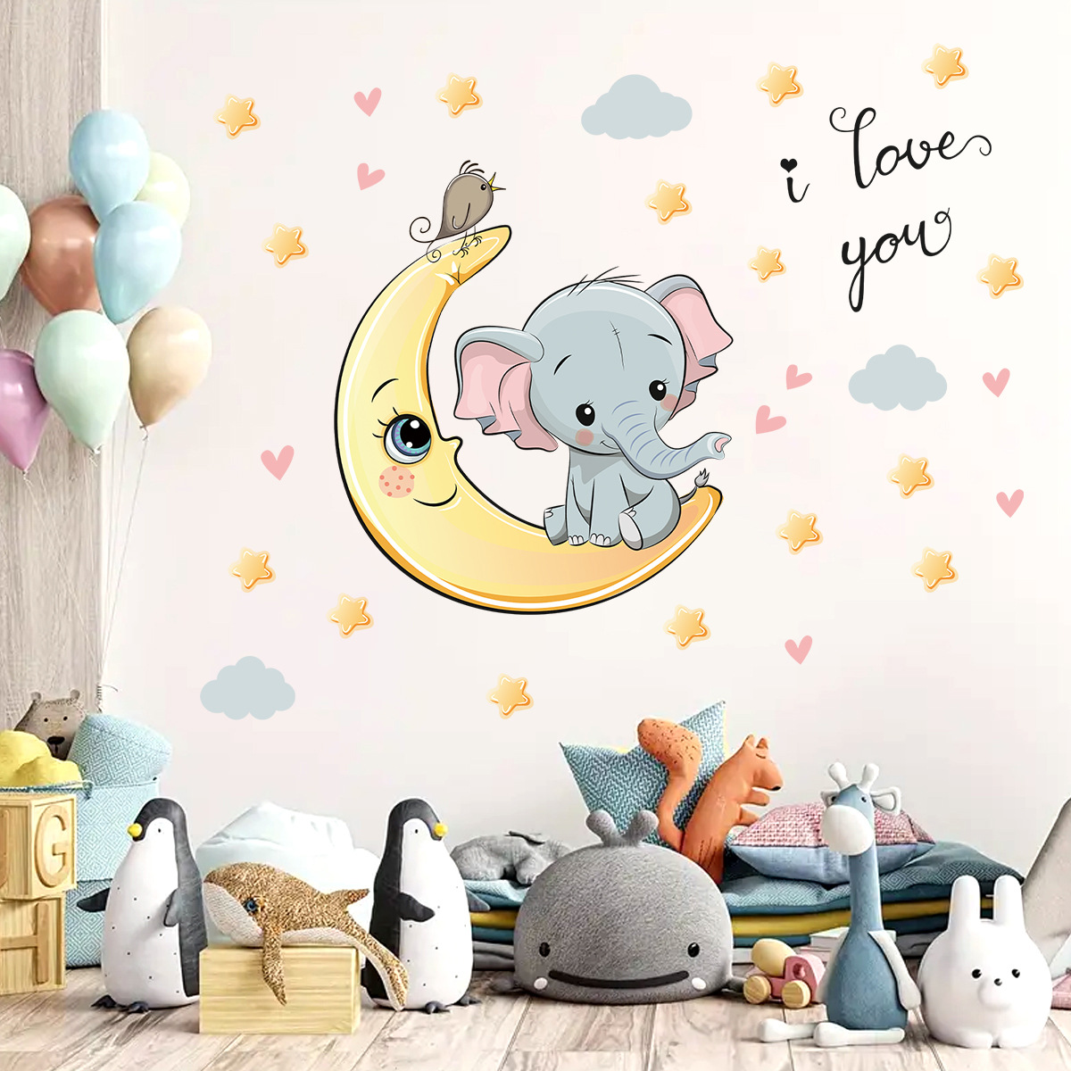 Cartoon Moon Good Night Elepha - Baby Nursery Elephant ulasan dan harga