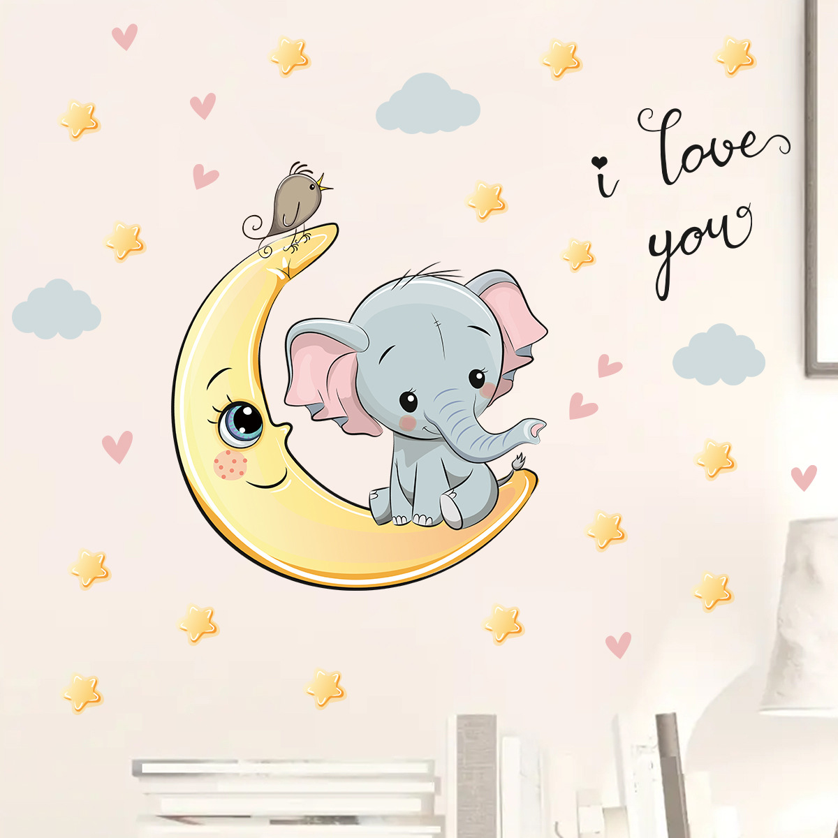 Cartoon Moon Good Night Elepha - Baby Nursery Elephant ulasan dan harga