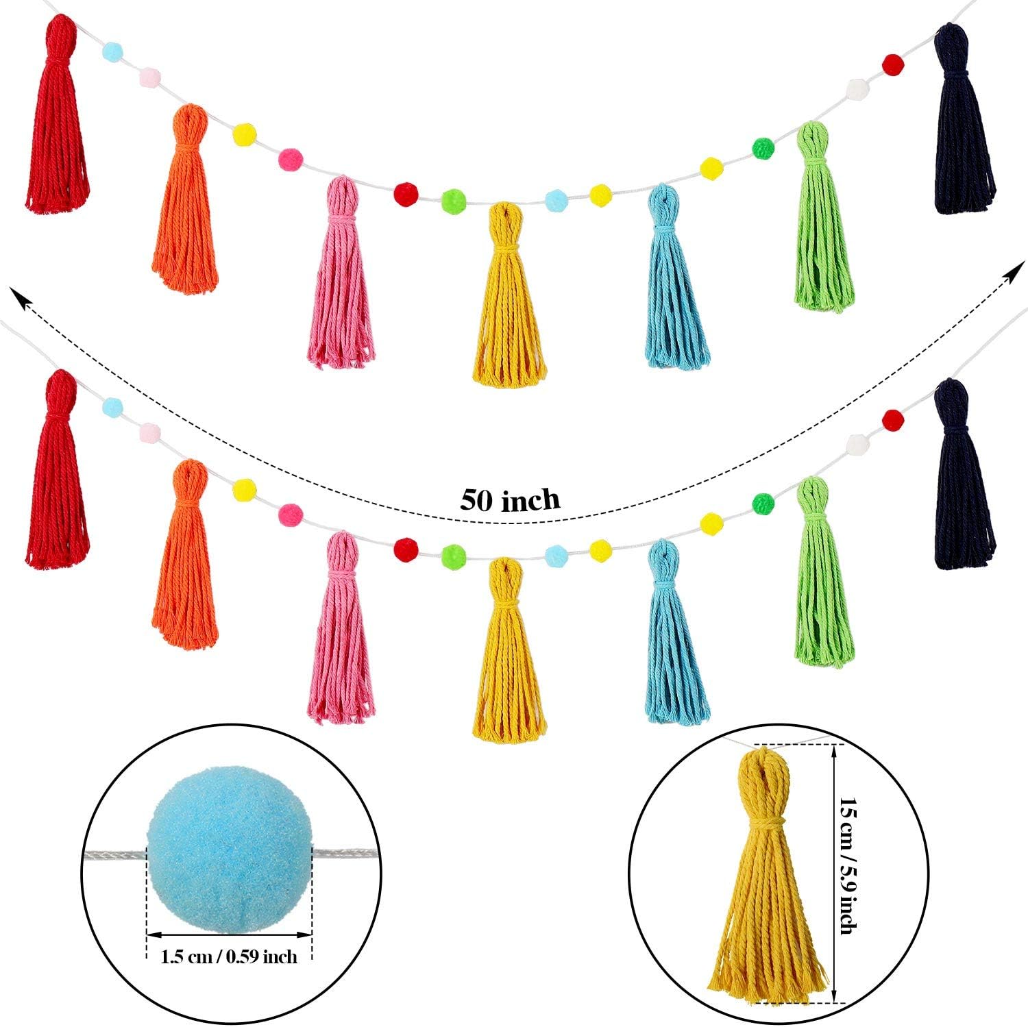 3 Pcs Colorful Rainbow Boho Ta - Baby Nursery Garland ulasan dan harga