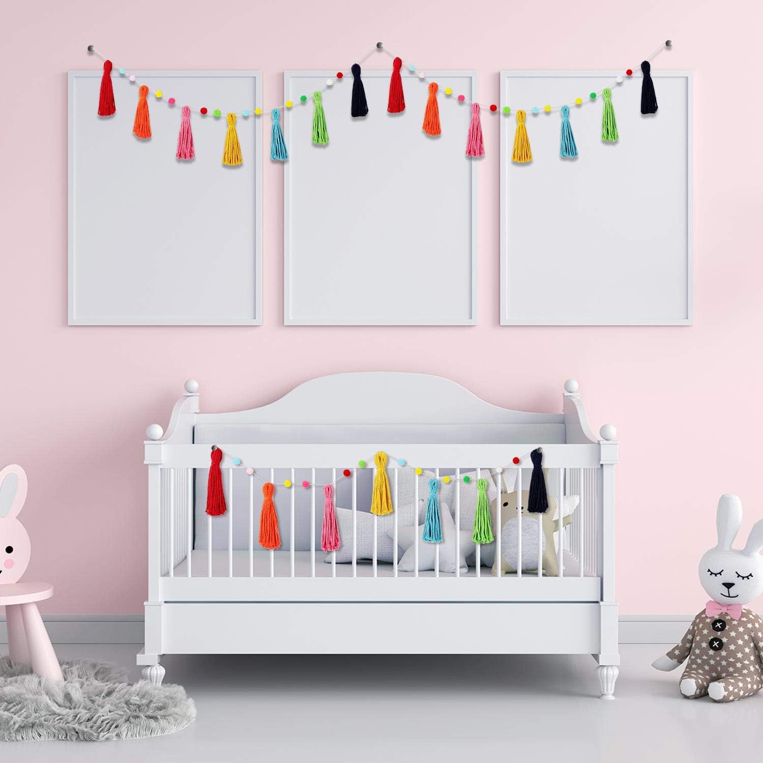 3 Pcs Colorful Rainbow Boho Ta - Baby Nursery Garland ulasan dan harga