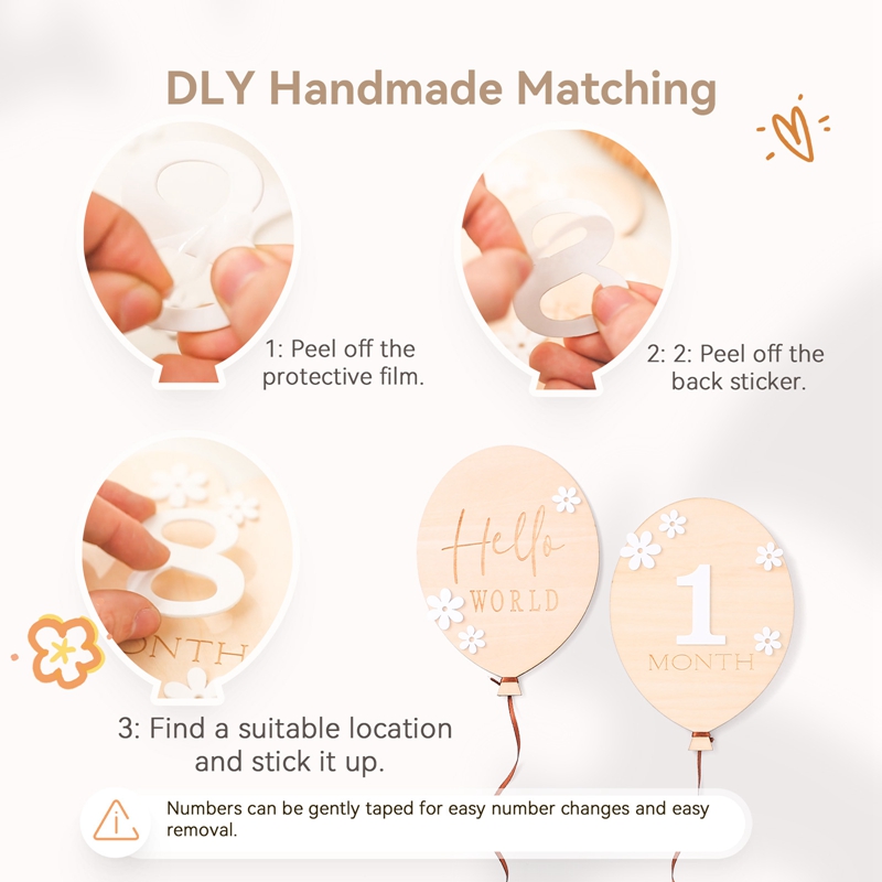 2Pcs Baby Wooden Balloon Miles - Milestone Card Set ulasan dan harga