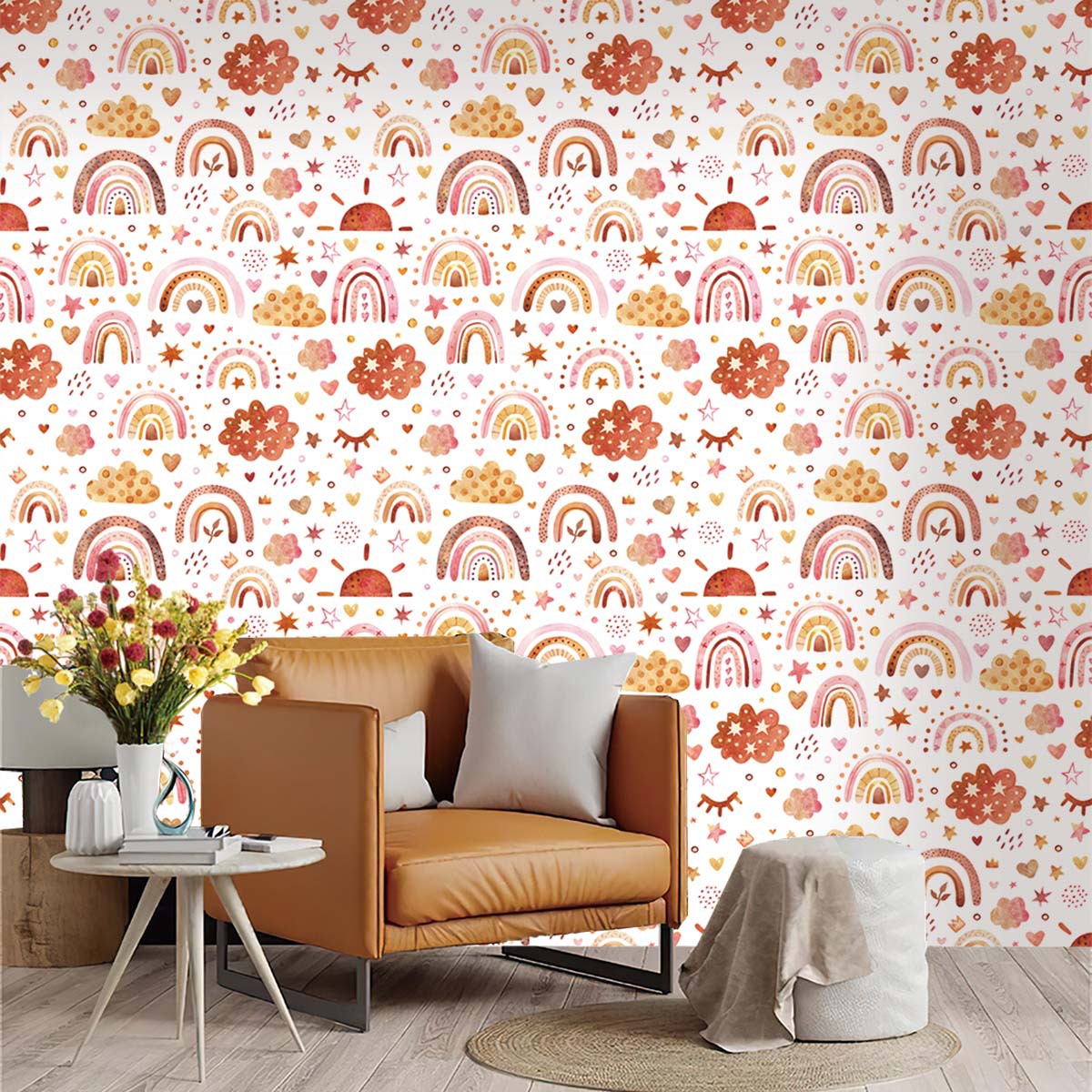 Rainbow Wallpaper Peel and Sti - Baby Nursery Water ulasan dan harga