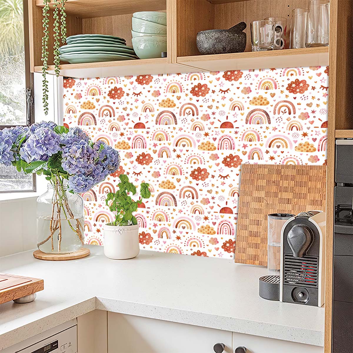 Rainbow Wallpaper Peel and Sti - Baby Nursery Water ulasan dan harga