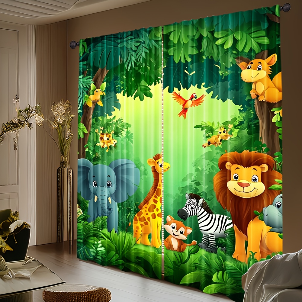 2pcs Cartoon Animal Curtains J - Baby Nursery Curtains ulasan dan harga