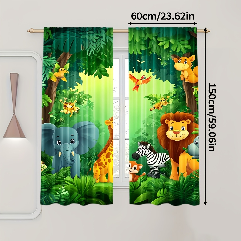 2pcs Cartoon Animal Curtains J - Baby Nursery Curtains ulasan dan harga