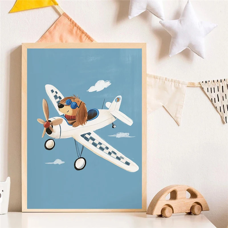 Dog Airplane Lion in Car Anima - Baby Nursery Wall Art ulasan dan harga