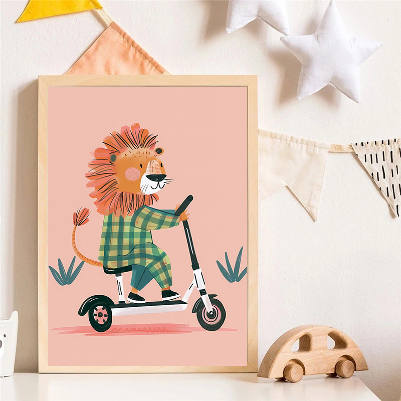 Dog Airplane Lion in Car Anima - Baby Nursery Wall Art ulasan dan harga