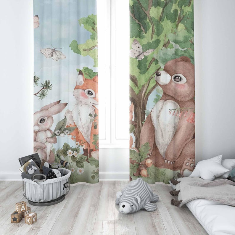 Forest Animals Curtains Kids B - Baby Nursery Curtains ulasan dan harga