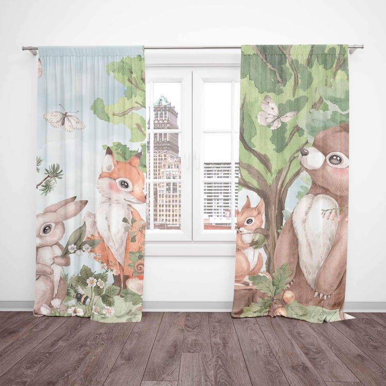 Forest Animals Curtains Kids B - Baby Nursery Curtains ulasan dan harga