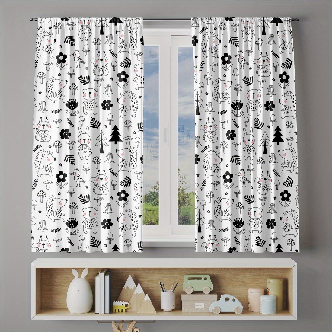 Cute Woodland Forest Nursery C - Baby Nursery Curtains ulasan dan harga