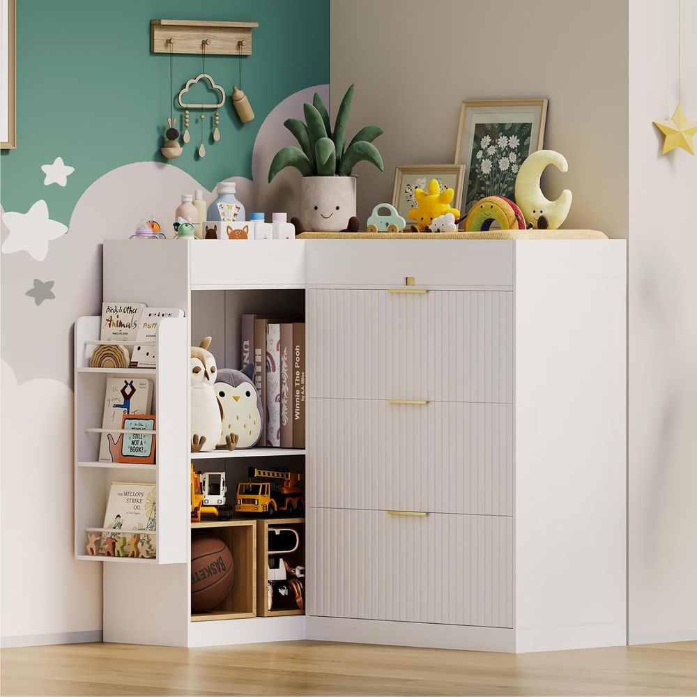 Wooden Nursery Changing Table  - Baby Nursery Shelves ulasan dan harga