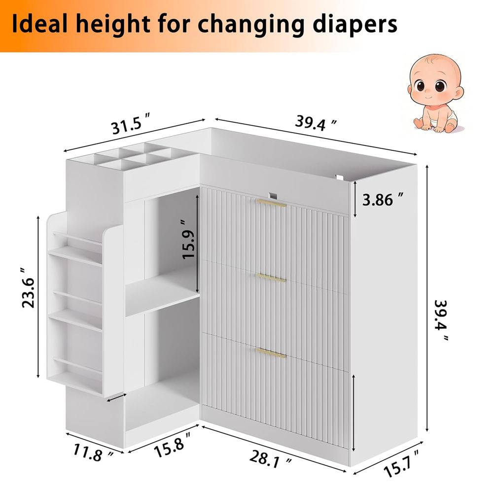 Wooden Nursery Changing Table  - Baby Nursery Shelves ulasan dan harga