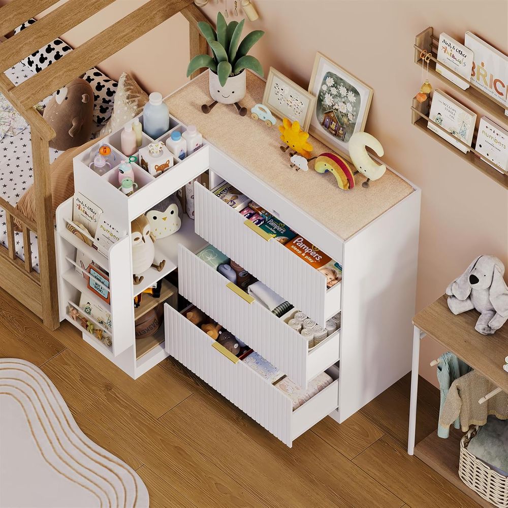 Wooden Nursery Changing Table  - Baby Nursery Shelves ulasan dan harga