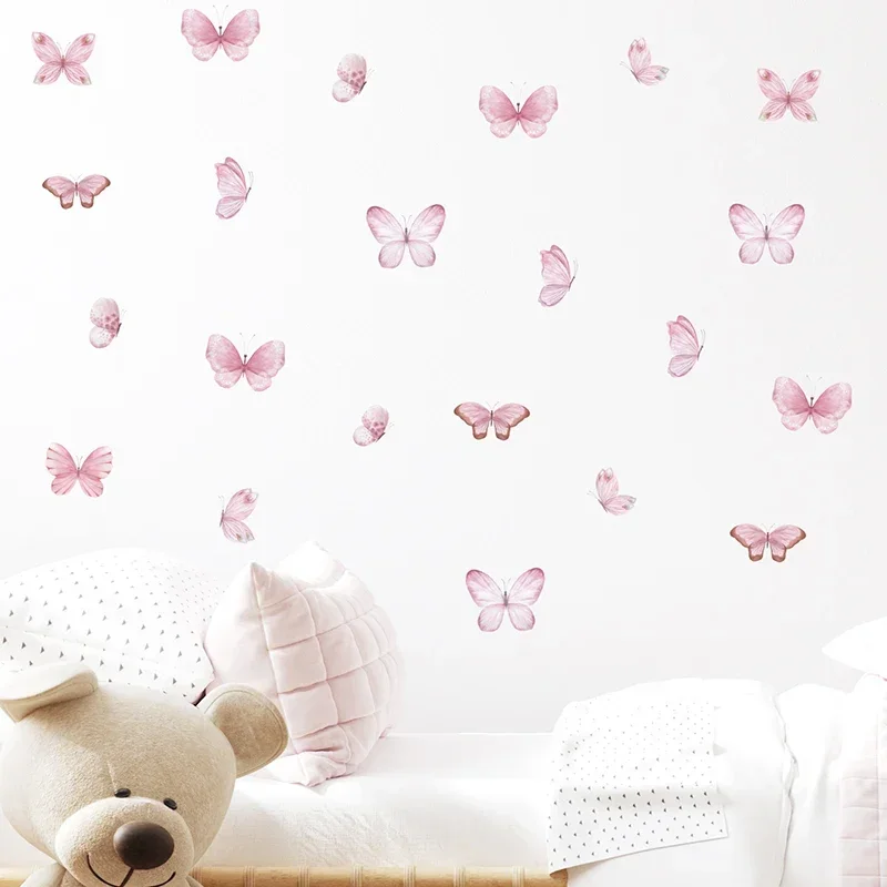 17pcs Watercolor Pink Flying B - Baby Nursery Water ulasan dan harga