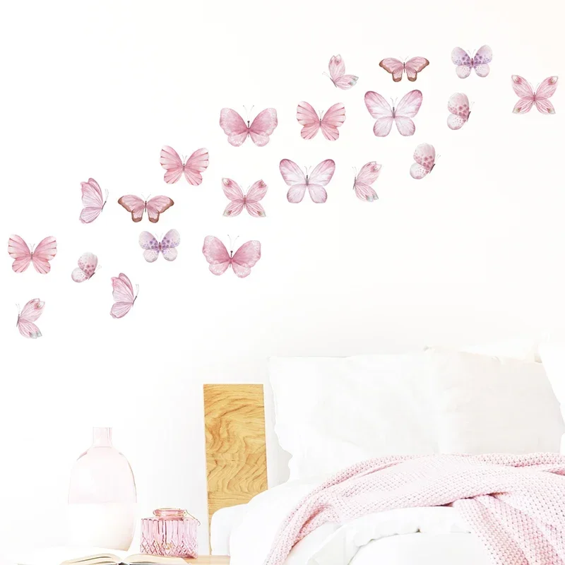 17pcs Watercolor Pink Flying B - Baby Nursery Water ulasan dan harga