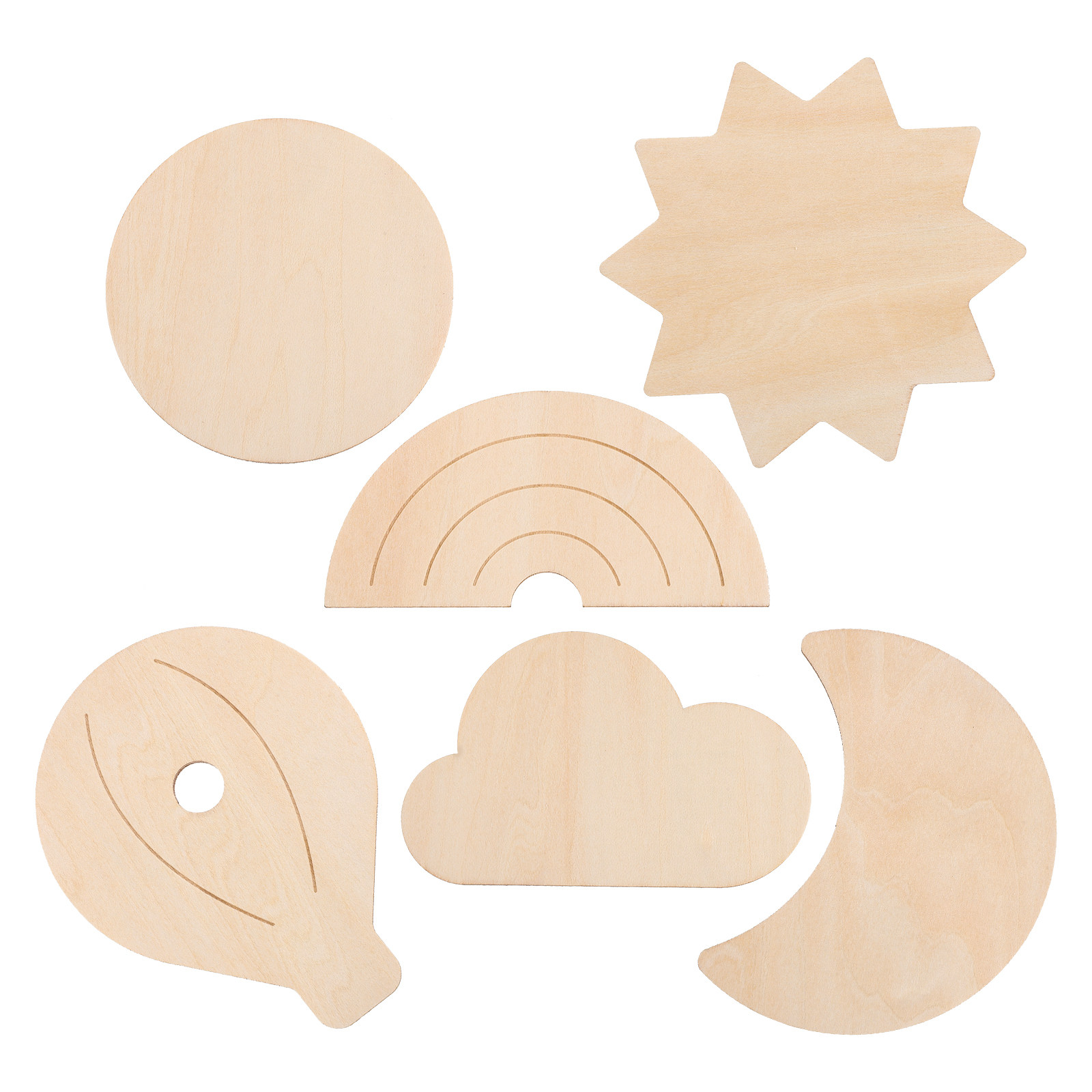 6Pcs Wood Wall Stickers Sky Th - Baby Nursery Hot Air Balloon Theme ulasan dan harga
