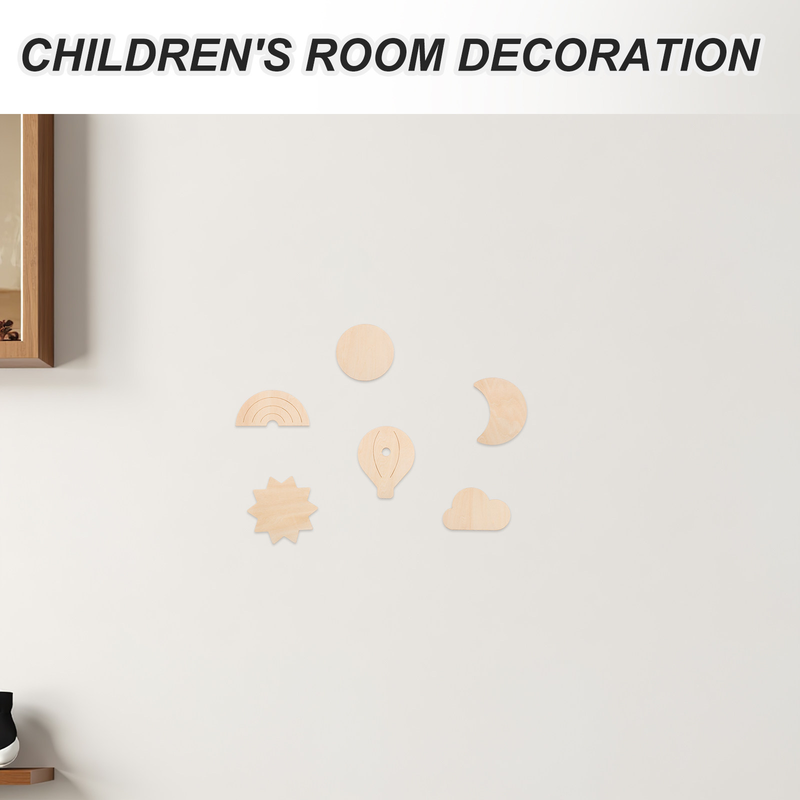 6Pcs Wood Wall Stickers Sky Th - Baby Nursery Hot Air Balloon Theme ulasan dan harga