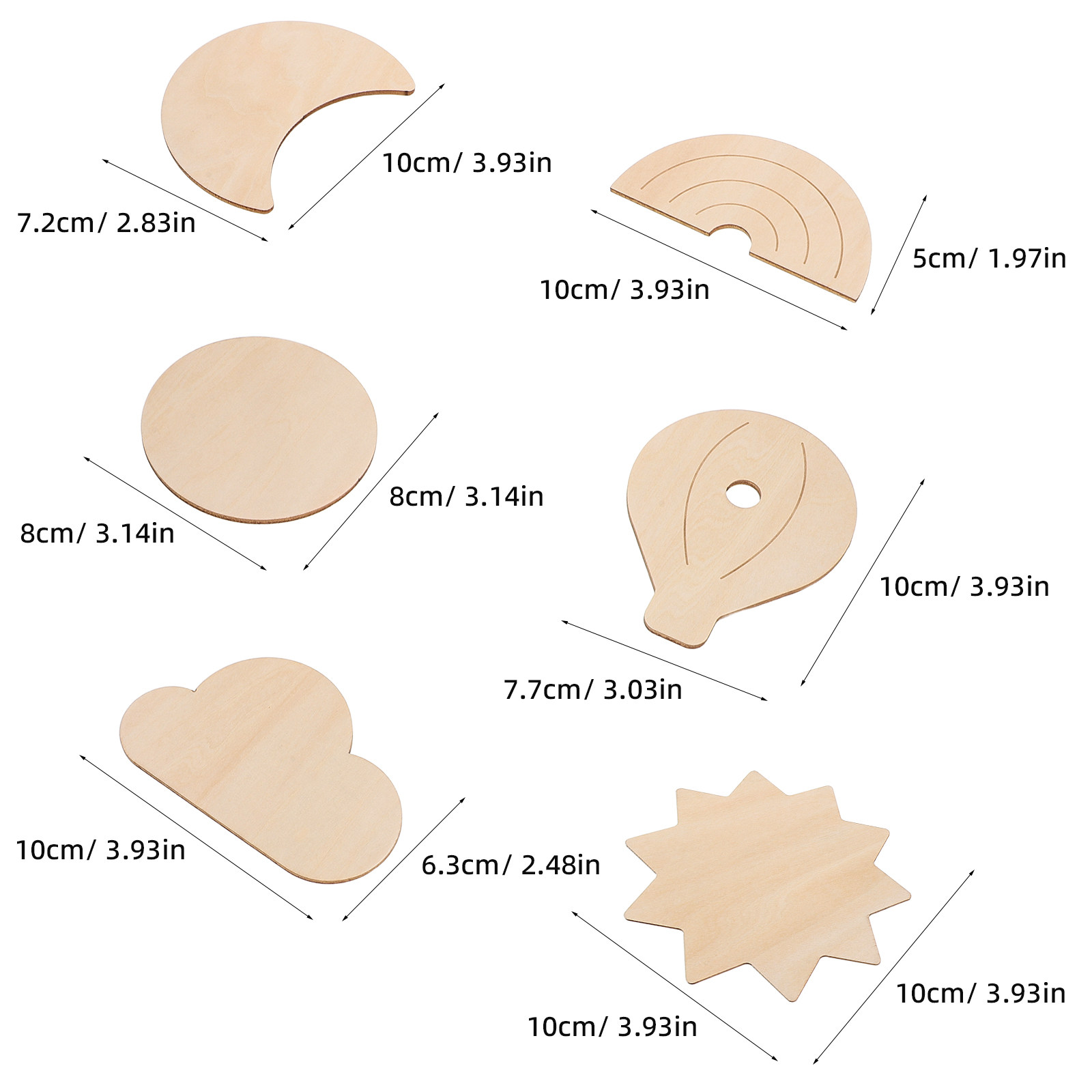 6Pcs Wood Wall Stickers Sky Th - Baby Nursery Hot Air Balloon Theme ulasan dan harga