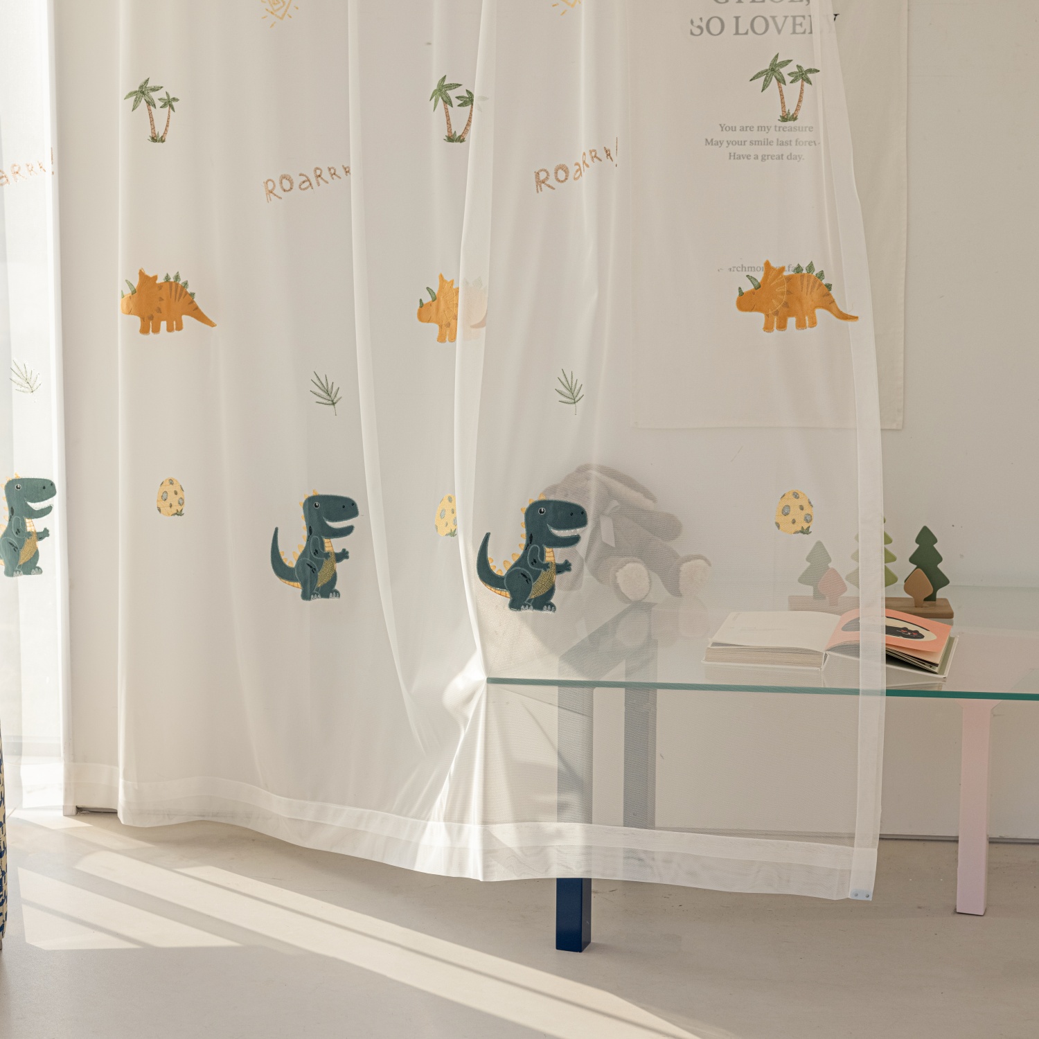 Blue Cartoon Dinosaur Kids Bla - Baby Nursery Curtains ulasan dan harga