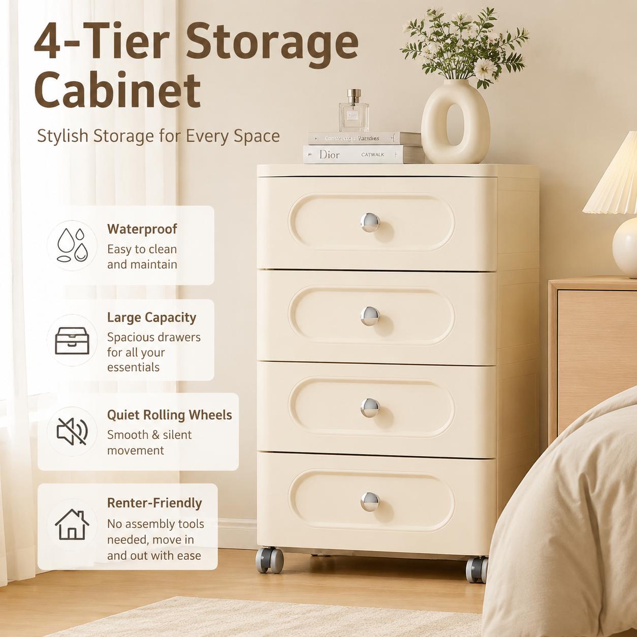4-Drawer Rectangle Rolling Sto - Baby Nursery Drawers ulasan dan harga