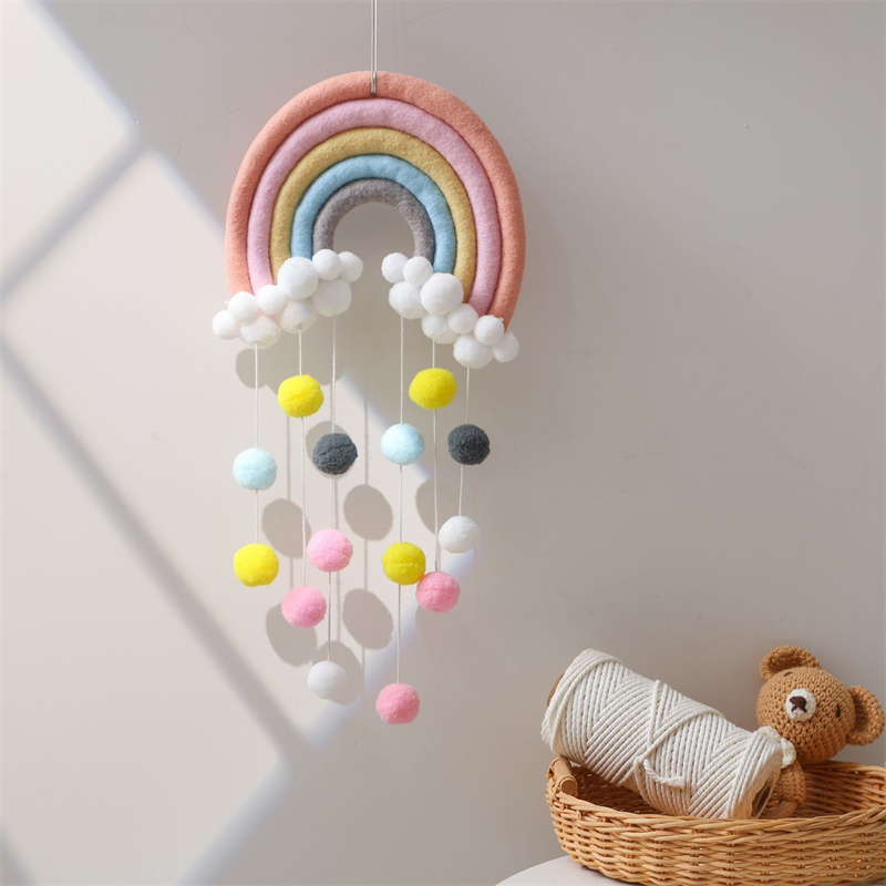 Nordic Felt Woven Rainbow Hair - Baby Nursery Garland ulasan dan harga