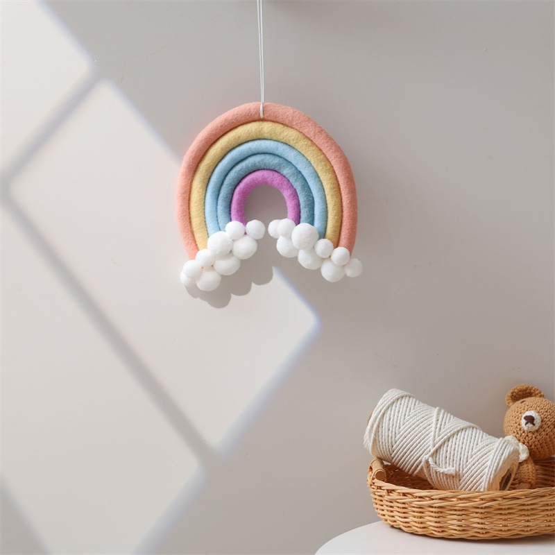 Nordic Felt Woven Rainbow Hair - Baby Nursery Garland ulasan dan harga