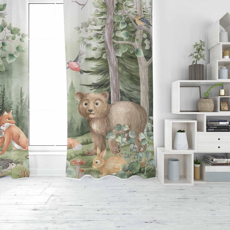 Woodland Animals Curtains Kids - Baby Nursery Curtains ulasan dan harga