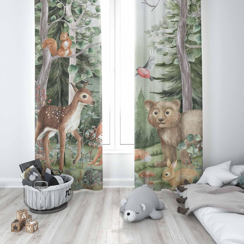 Woodland Animals Curtains Kids - Baby Nursery Curtains ulasan dan harga