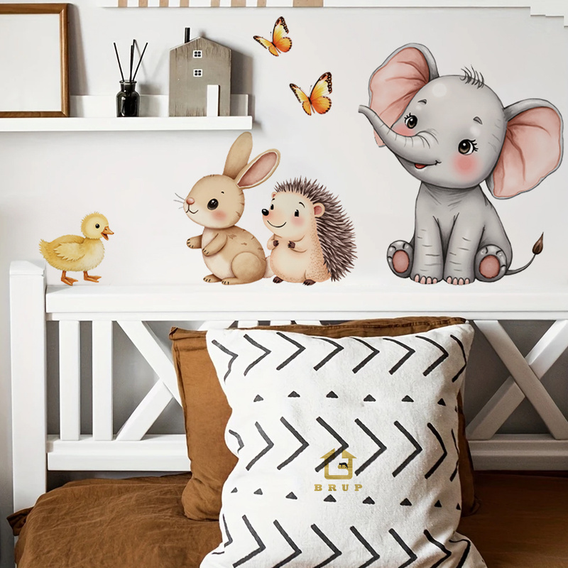 Cartoon Animal Wall Sticker -  - Baby Nursery Wall Art ulasan dan harga