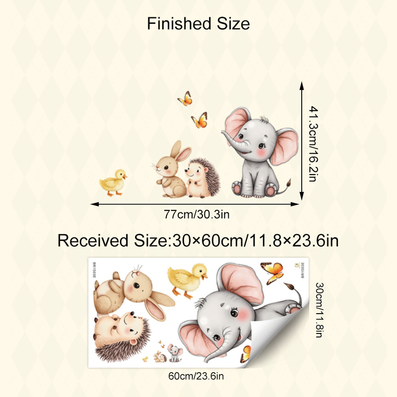 Cartoon Animal Wall Sticker -  - Baby Nursery Wall Art ulasan dan harga
