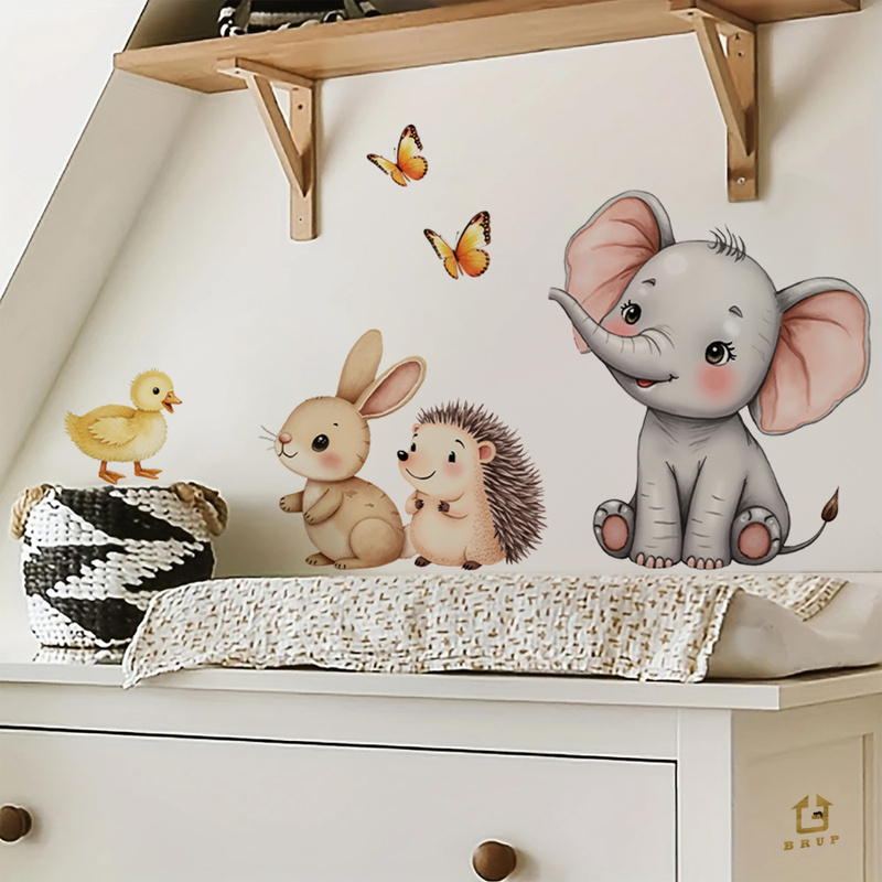 Cartoon Animal Wall Sticker -  - Baby Nursery Wall Art ulasan dan harga
