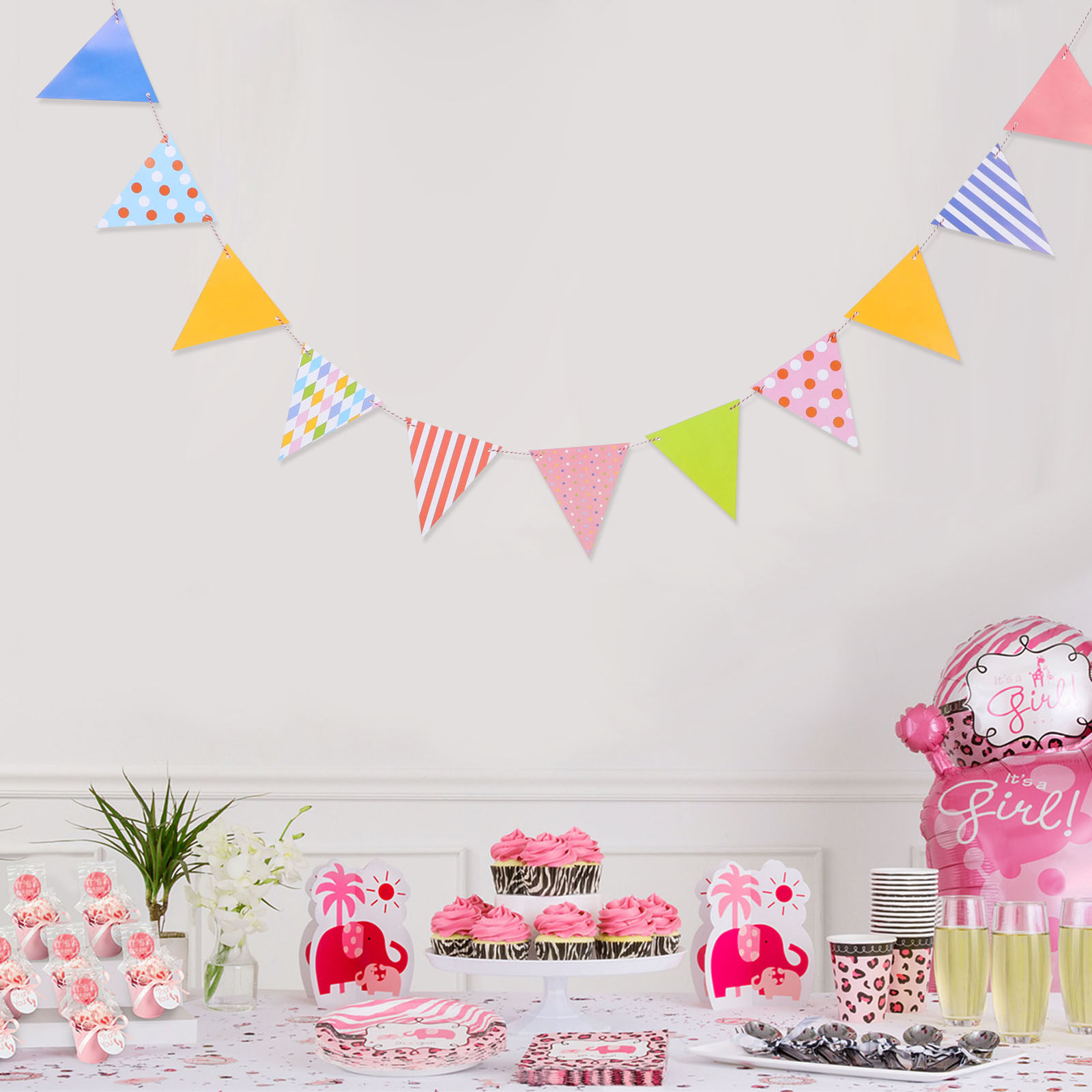 Triangle Paper Bunting Flags G - Baby Nursery Garland ulasan dan harga