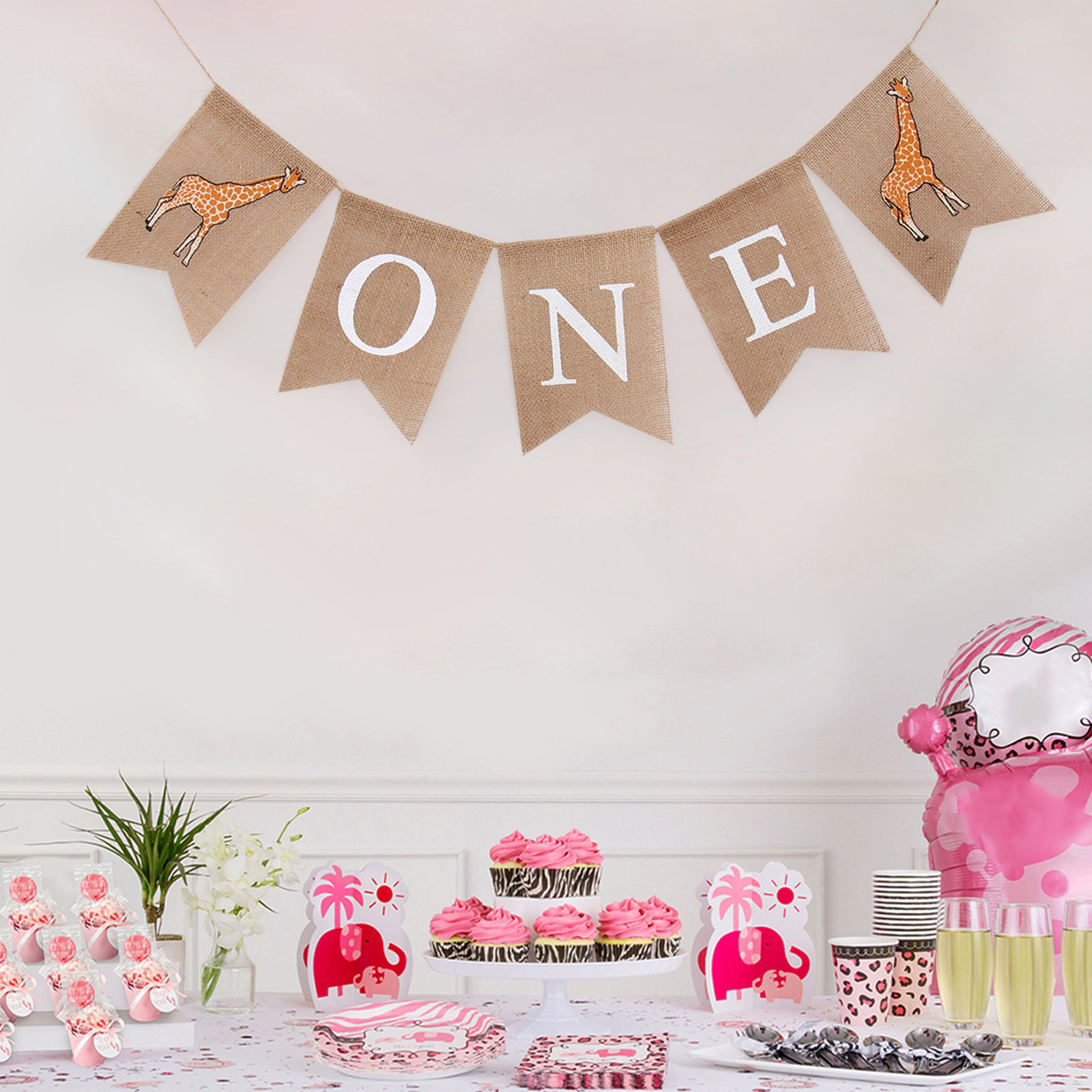 Giraffe Linen Banner One Print - Baby Nursery Garland ulasan dan harga