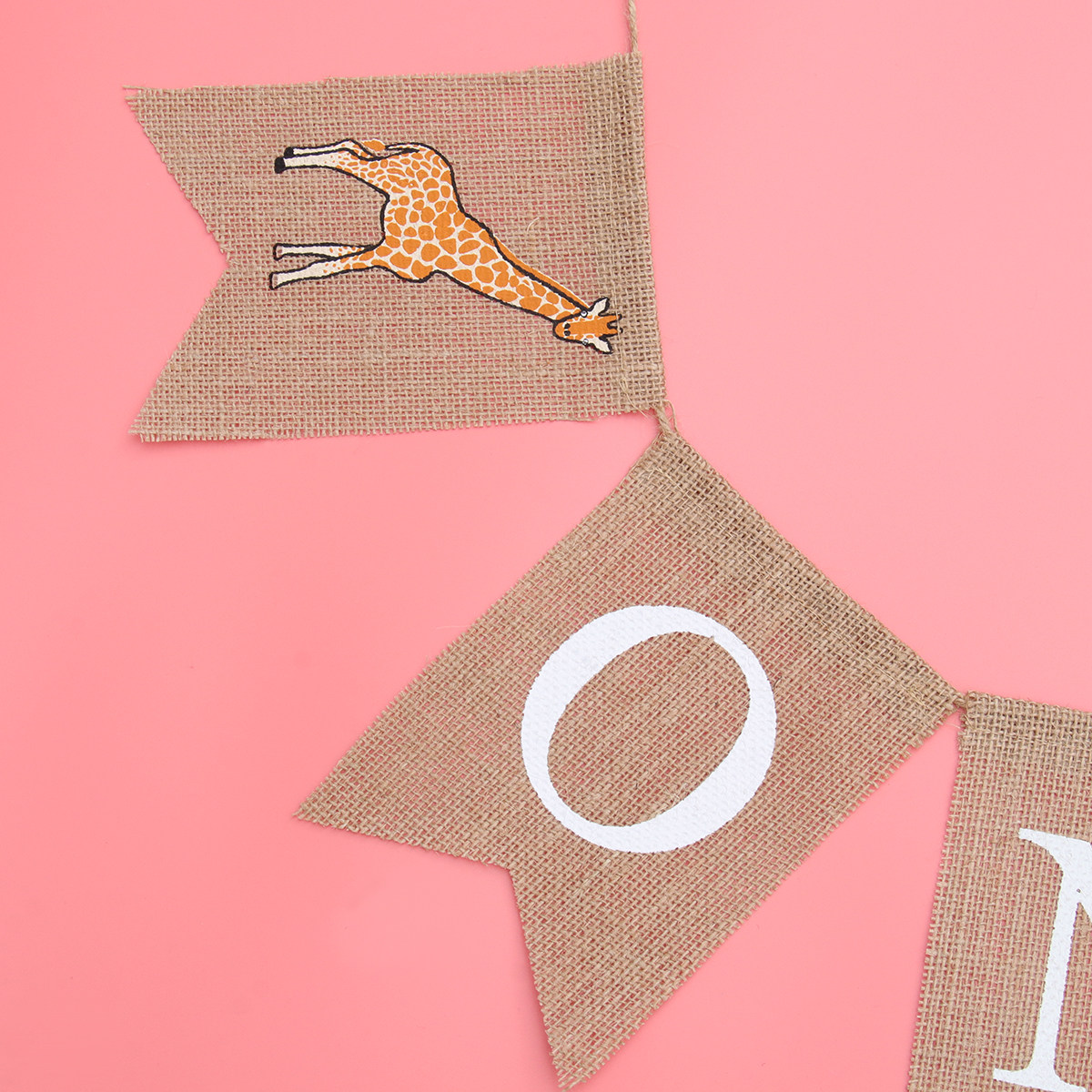 Giraffe Linen Banner One Print - Baby Nursery Garland ulasan dan harga