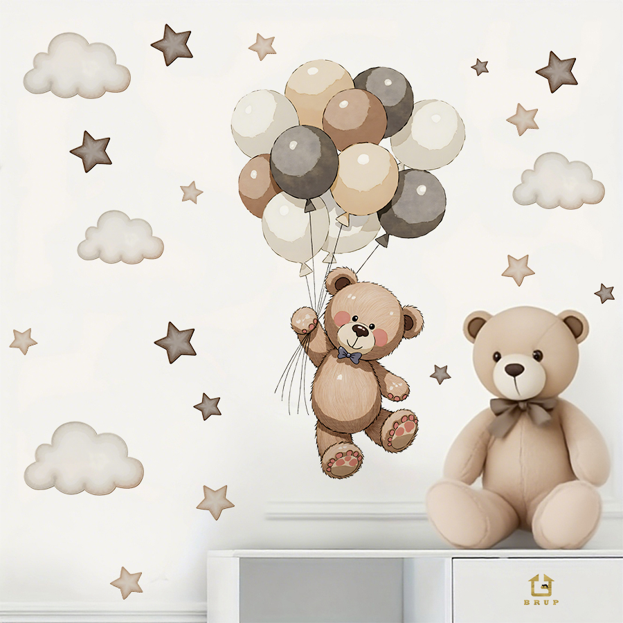 Adorable Teddy Bear Wall Decal - Baby Nursery Wall Decor ulasan dan harga