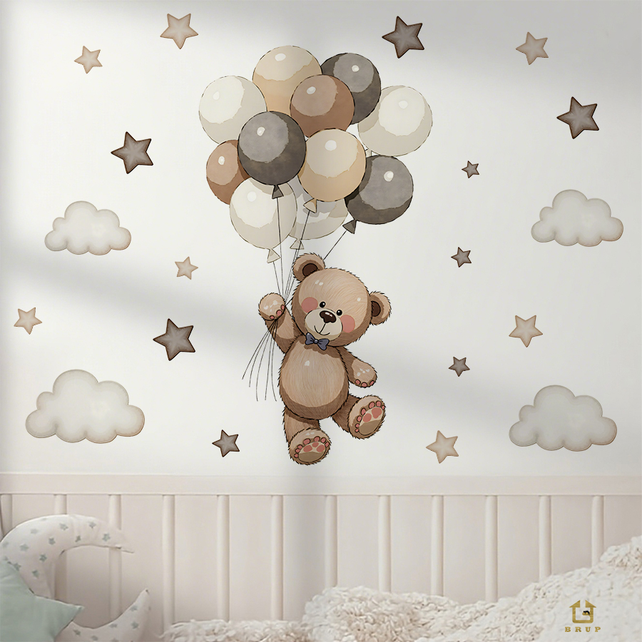 Adorable Teddy Bear Wall Decal - Baby Nursery Wall Decor ulasan dan harga
