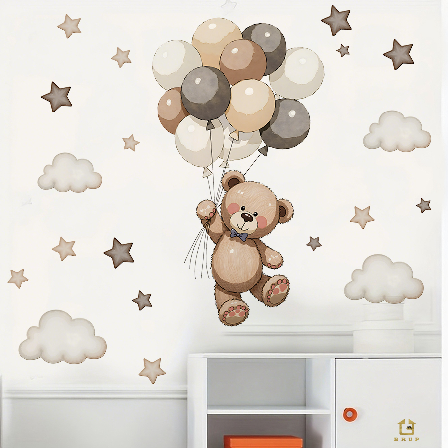 Adorable Teddy Bear Wall Decal - Baby Nursery Wall Decor ulasan dan harga