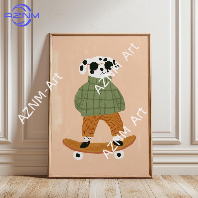 1PC Funny Animal Skateboarding - Baby Nursery Wall Decor ulasan dan harga