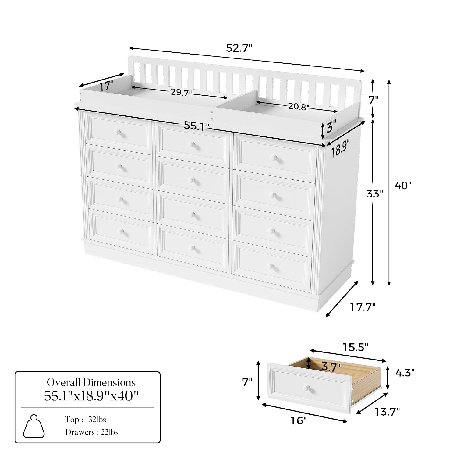 Baby Changing Table Dresser, 1 - Baby Nursery Drawers ulasan dan harga